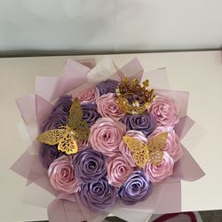 Eternal roses in purple 20ct bouquet 