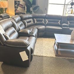 Power Reclining Modular Sectional Couch With Center Console ⭐$39 Down Payment with Financing ⭐ 90 Days same as cash