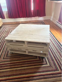 Coffee Table shabby industrial up-cycled pallet table on casters