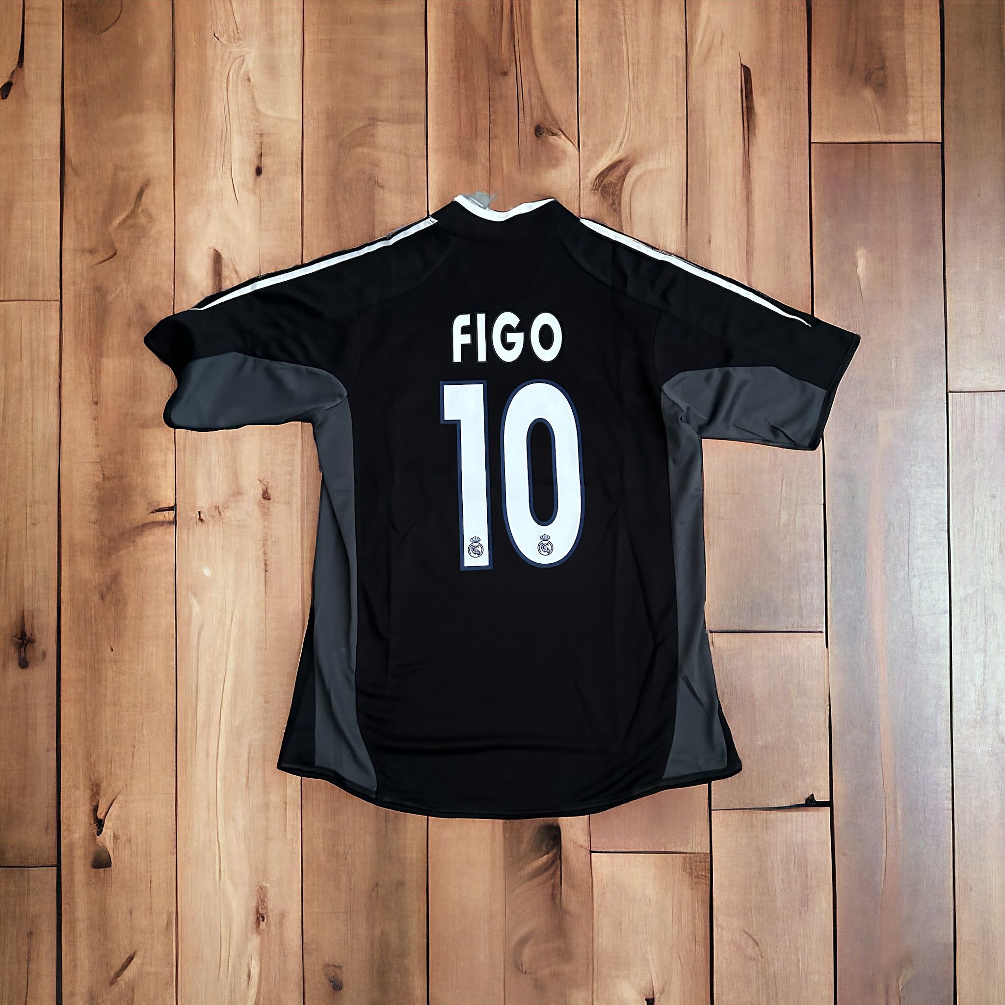 Soccer Jersey Luis Figo 10 Retro Real Madrid Away Black 04/05 Shirt Football Men