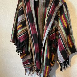 Southwestern Print Poncho Wrap Shrug