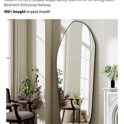 Irregular Full Length Mirror - 67x24 Inch Black Framed Modern Mirrors, Unique Shape Vanity Wall Mirror for Living Room
