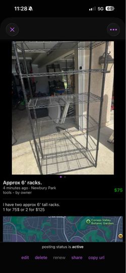 2 racks approx 6’