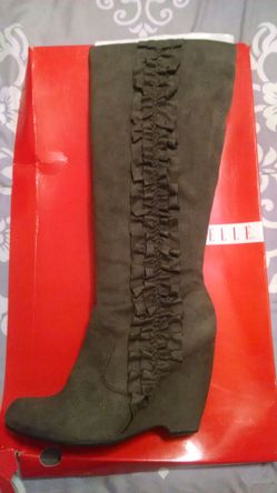 Grey suede wedge boots