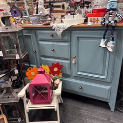 Newly Refinished Blue Credenza