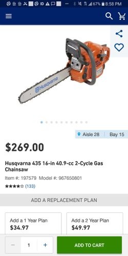 New husqvarna 435 16 in 40.9 cc chain saw