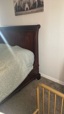 King Sized Wood Frame Mattress, And Metal Boxspring