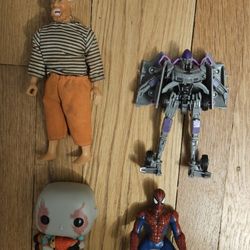 Toy Lot Of 4 Funko Pop Transformers Pirates & Spiderman Action Figures