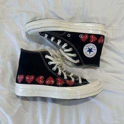 CONVERSE X COMME DES GARCONS PLAY ALL STAR CHUCK '70 HI MULTI HEART - BLACK/RED