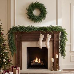 Artificial Pine Christmas Garland and Wreath Set