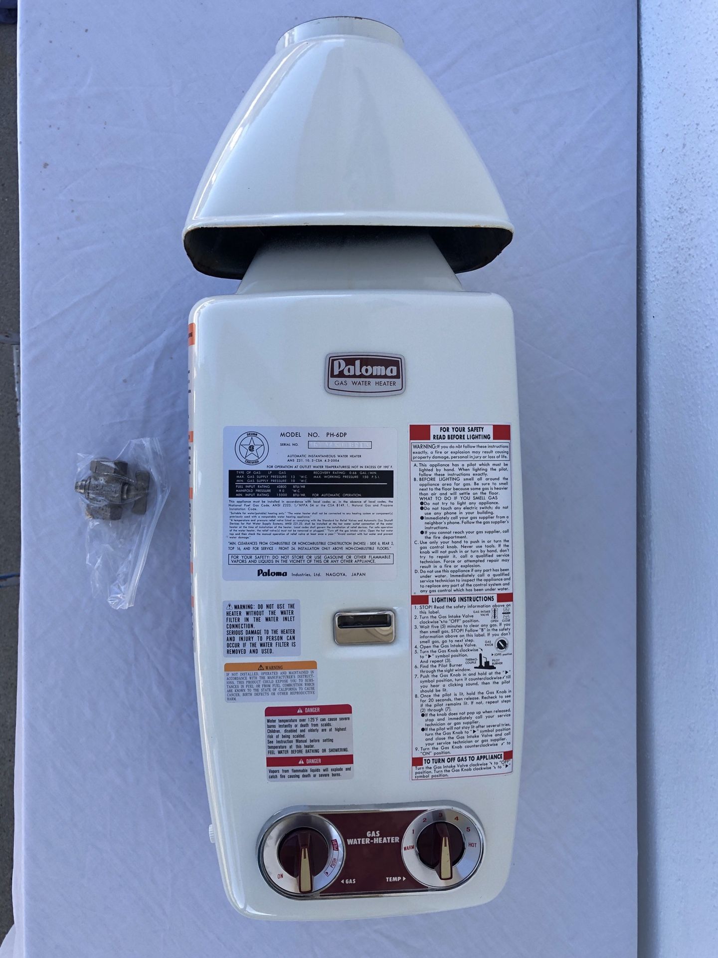 Paloma PH-6DP propane LPG off-grid tankless hot water heater, excellent