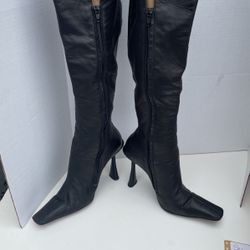 Karl Lagerfeld Women’s Leather,mid-calf,High Heel Boots Made In France Sz 8 1/2