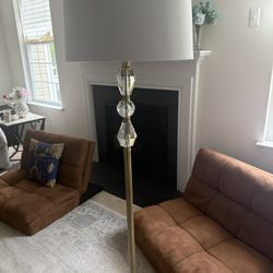 Tall Lamp Gold And Crystal Beautiful 