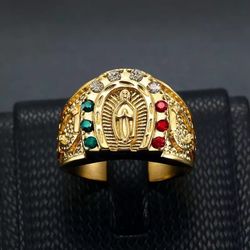 Guadalupe Virgin Mary Gold Ring