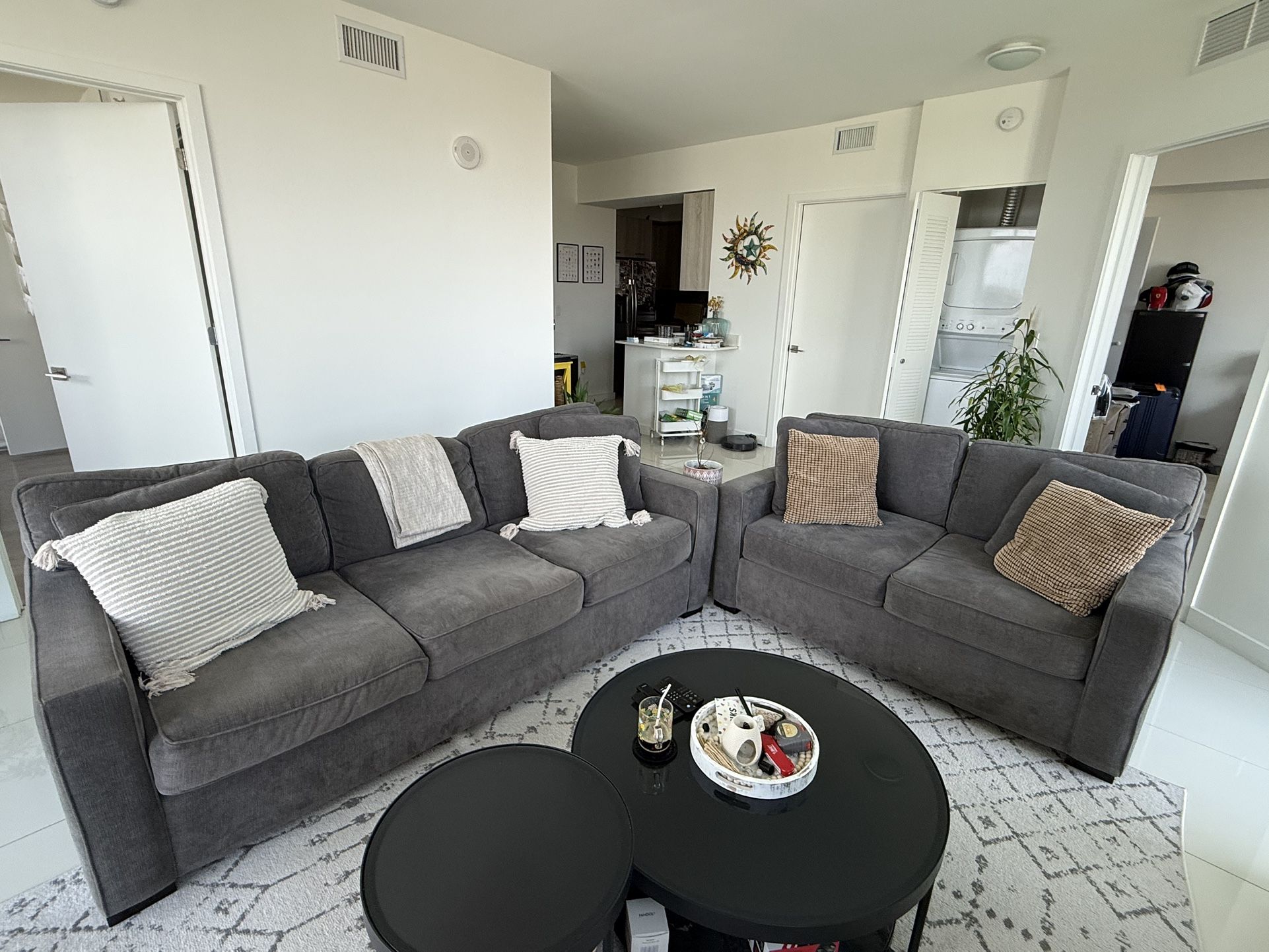 Matching Gray Sofa & Loveseat Set – Excellent Condition