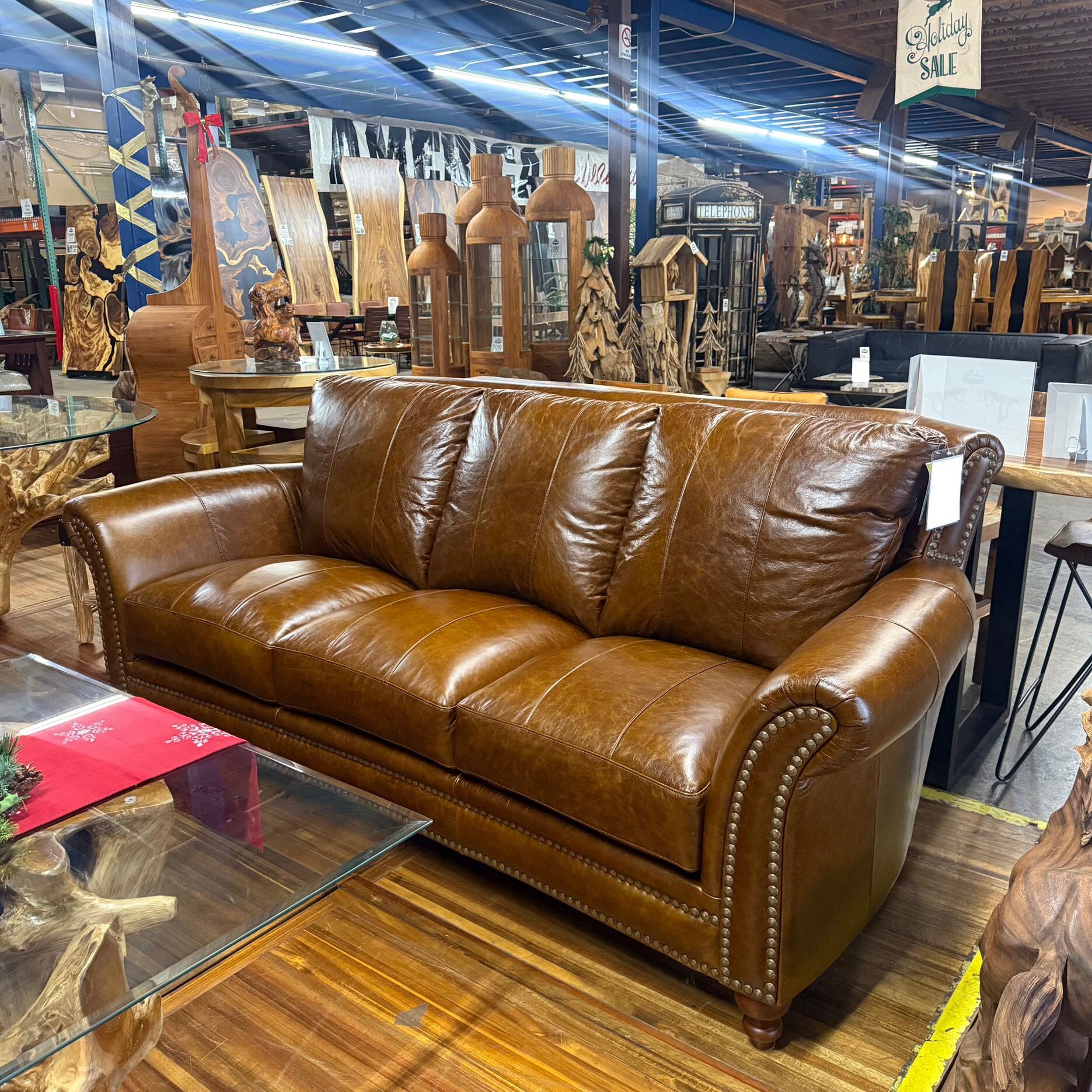 Brown Top Grain Leather Sofa - Oxford
