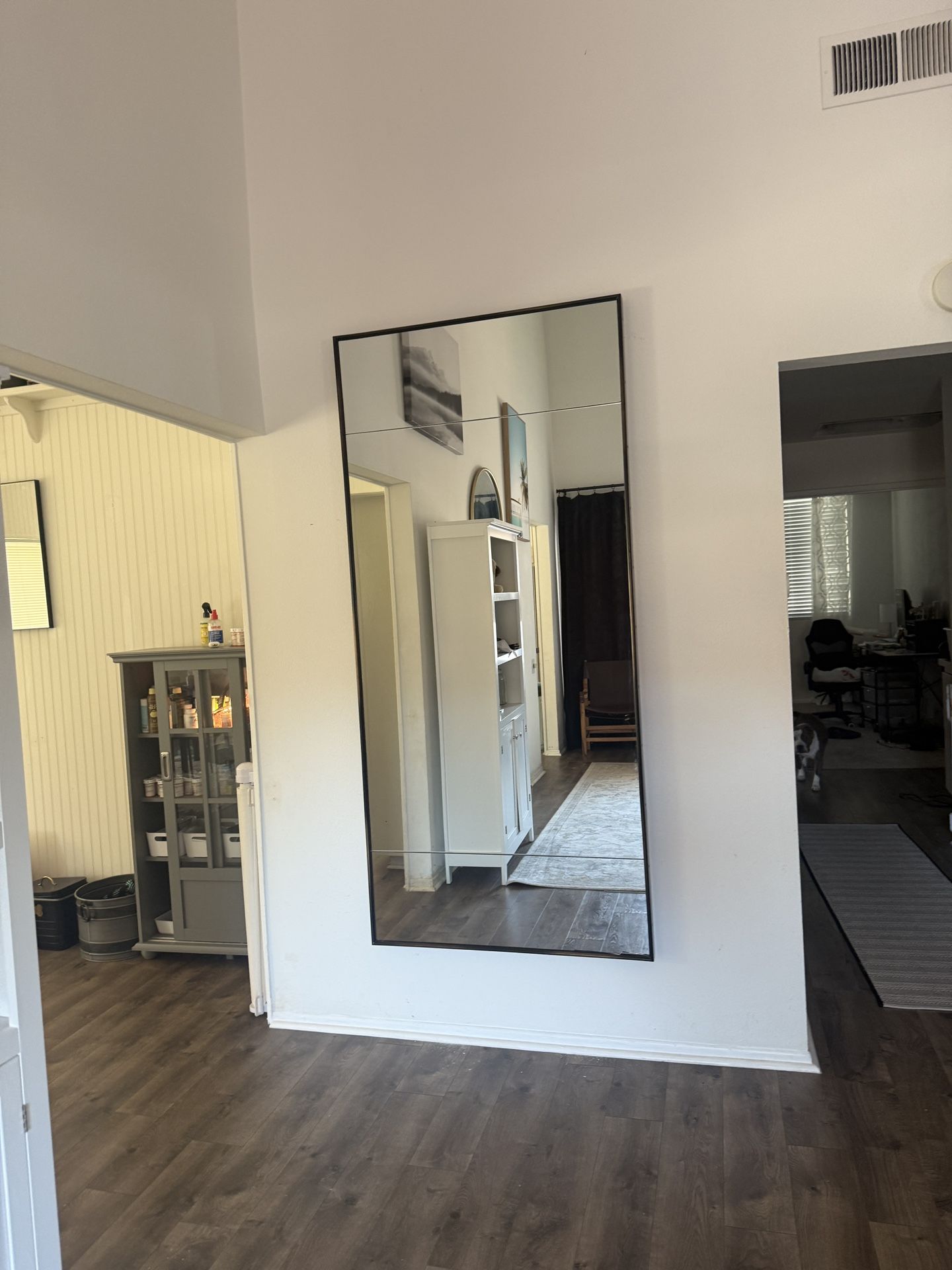 Pottery Barn Floor Mirror – 6.5’ Tall, Brushed Dark Bronze Frame
