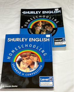 SHURLEY ENGLISH Level 4 4th Grade Homeschool SET Workbook & Teacher Manual CD
