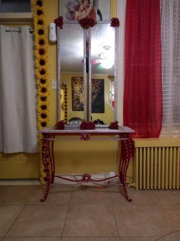 This Metal Accent Table With Two Mirrors Are In Good Condition 