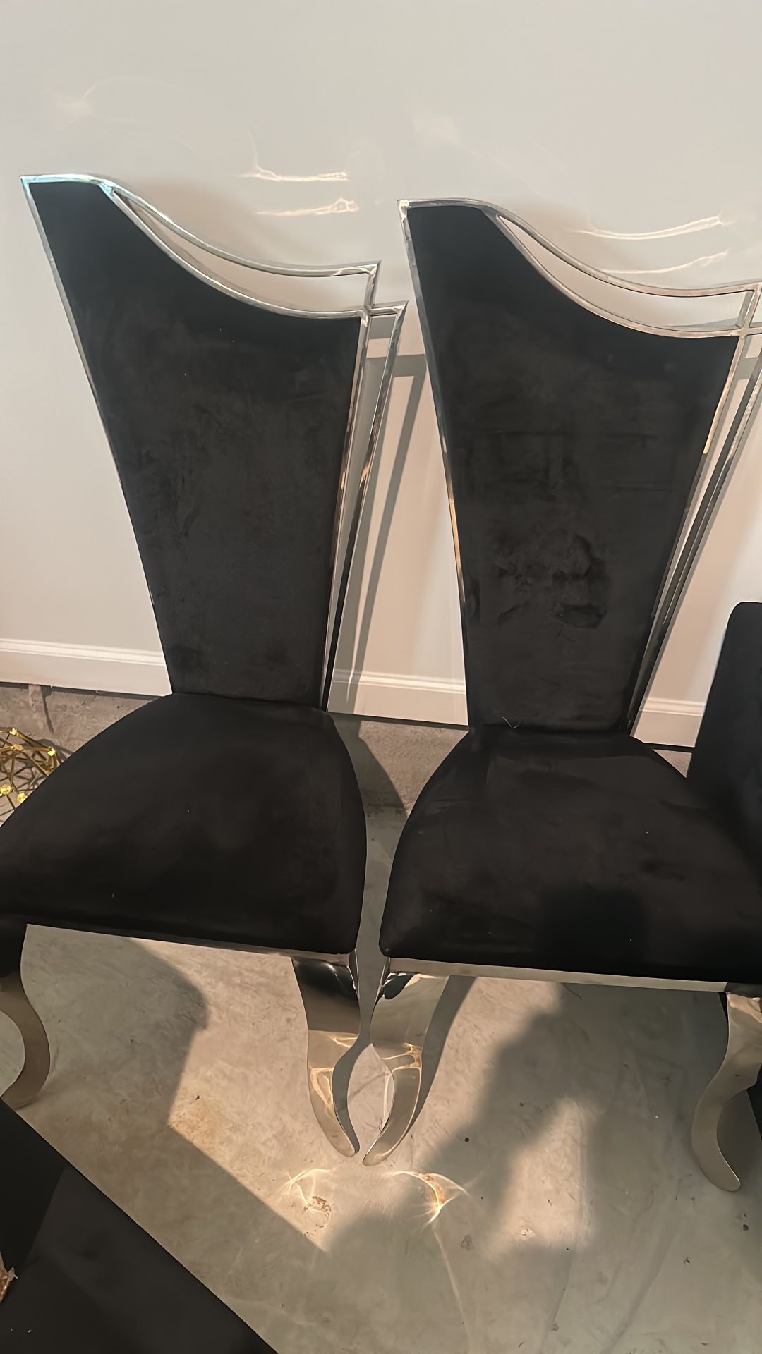 4 Velvet Black Dining Chairs 