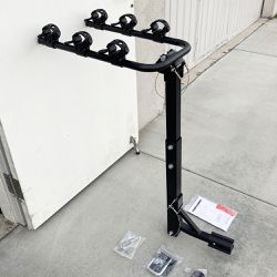New in Box $65 Tilt Folding 3-Bike Hitch Mount Rack Bicycle Carrier for 2” Hitch w/ Straps 110 lbs Max 