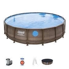22 Foot Pool 🔥💧💧Fresno ) Manufacturer: Coleman® – 2nd Generation Dimensions: 22 ft. x 52 in. (6.71 m x 1.32 m) Color: Rattan wicker material Shape: