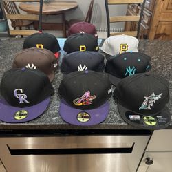 Size 8 MLB Fitted Hats, Caps New York Yankees, Boston Red Sox, Pirates New Era