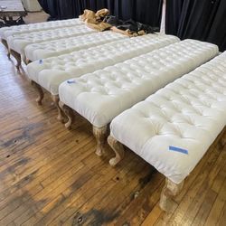 White Tufted Benches