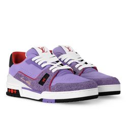 NEW! Louis Vuitton Trainer Low #54 Suede Purple 9LV Size: 12us