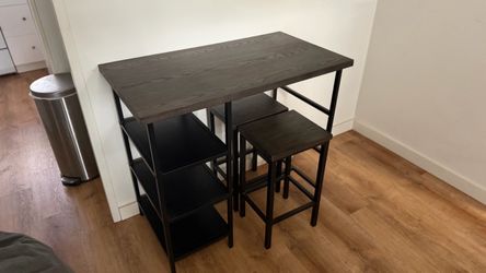 Breakfast bar work study wood desk table with stools