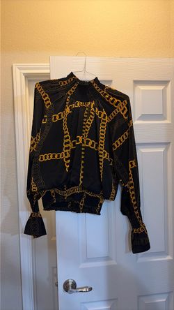 Black and Gold Chain Print Blouse