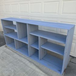 LARGE, MONUMENTAL & CHARMING! CUSTOM-DESIGNED RUSTIC SOLID WOOD OPEN SHELVES / CONSOLE / DISPLAY