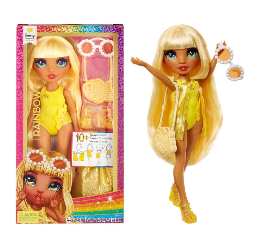 Rainbow High Swim & Style Sunny (Yellow) 11” Doll with Shimmery Wrap clothes Barbie monster high fashion Dolls