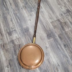 Antique Copper Bed Warmer With Brass? And Wood Handle.