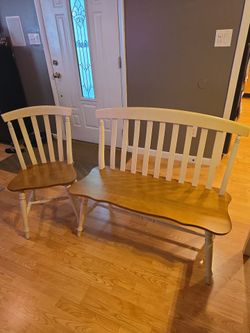 Dining Chairs + Matching Bench - Liberty Furniture Al Fresco – Rustic Farmhouse **(Chairs & Bench Only. One chair needs repair)**