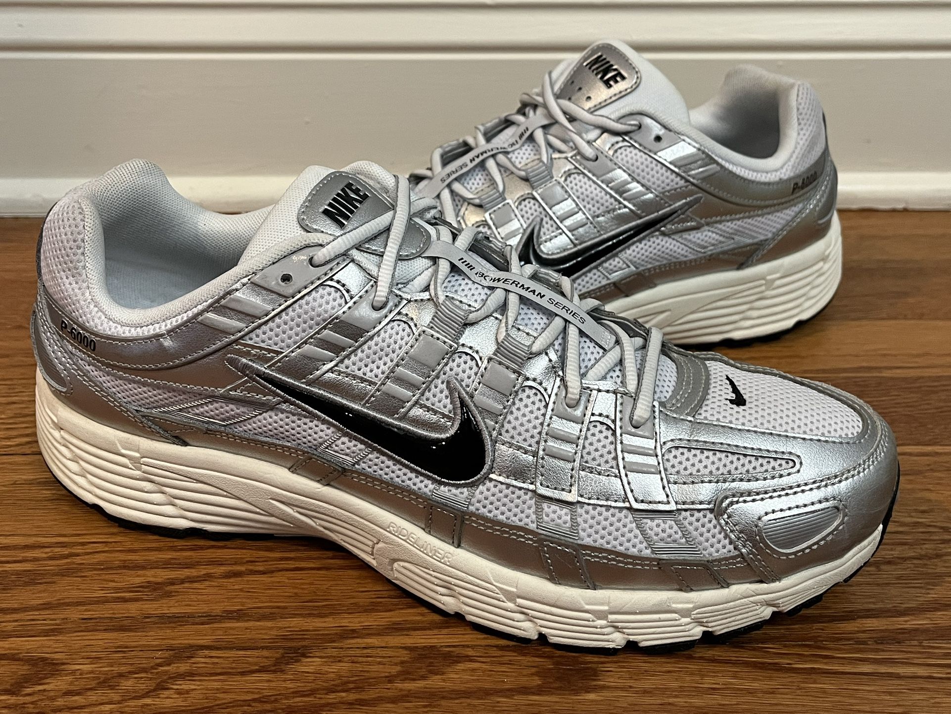 Nike p-6000 Sneaker Metallic Flat Silver Size 13 Authentic