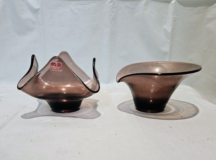 (2) Vintage Viking glass amethyst bowls!