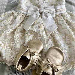 Baby Girl Formal Dress And Shoes Bundle 2T