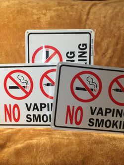 3 x Metal signs 7”x 10” No Vaping Smoking Signs