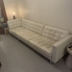 Ivory Real Leather Couch 