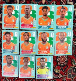 WORLD CUP 2026 PANINI STICKER.YVORY COAST SOCCER TEAM.LOT OF 11 STICKERS.BRASIL Edition