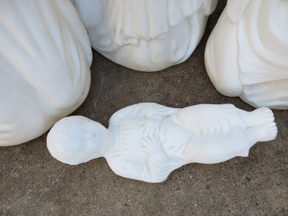 Nativity Figures=6/ Blowmold/ Vintage/ White Plastic