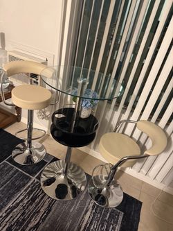 3 piece chrome/ white pub table set
