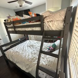 Bunk Bed Twin Over Full, Gray, Used Like New