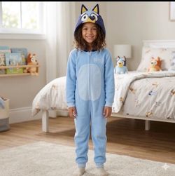 NWT Bluey Kids Fleece Hooded One-Piece Pajamas