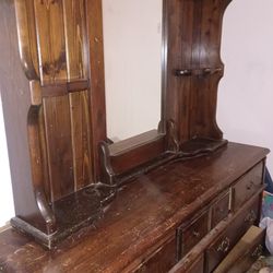 Oak Dresser/Vanity/Mirror 