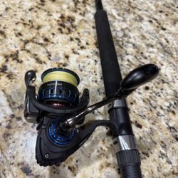 Star rod 7’ medium heavy rod paired with Daiwa saltist 3000(mag sealed)