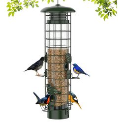 Squirrel Proof Bird Feeder,Metal Mesh Bird Feeders for Outdoors Hanging,Gravity Protection Squirrel Proof Wild Bird Feeders with Finch Cardinal Chicka