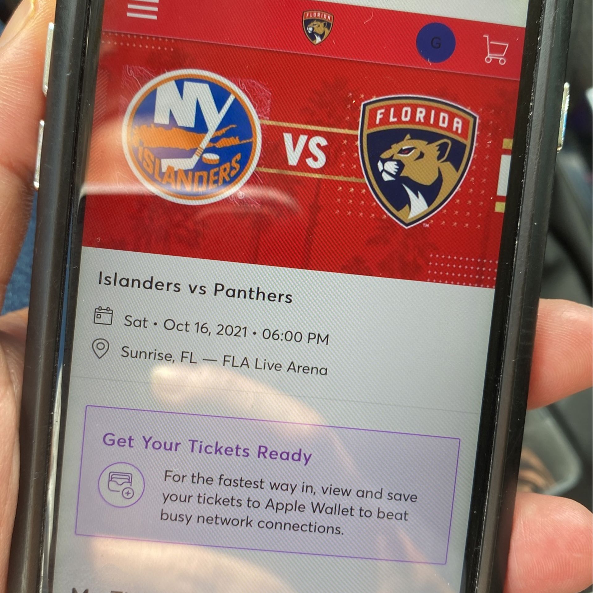 4 Tickets For Florida Panthers Vs NY Islanders $12 Each