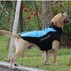 MY WORLD MY RULES - REFLECTIVE DOG COAT Size 5 XL Nylon Fur collar 